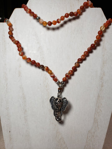 Orange Hand Knotted Banded Agate w/ Elephant Diffuser