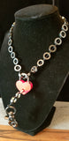 Black 10mm Hematite Ring Collar w/Red Heart Lock