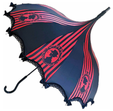 Red & Black Stripped Skeleton UMBRELLA