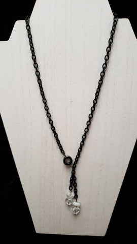 Stainless Steel Chain w/Hematite O-ring & Czech Hearts