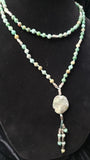 Hand Knotted African Jade Mala W/ Amazonite Guru Bead