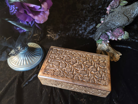 Floral Carved Wooden Box