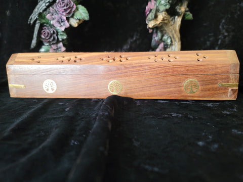 TREE OF LIFE Wood Incense Box Burner