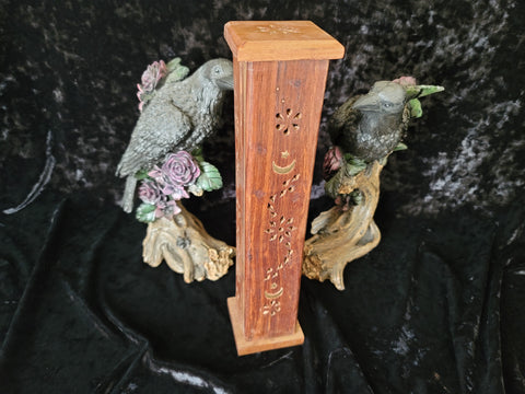 Moon & Star Tower Burner Wood 12"