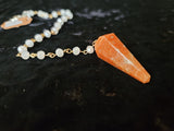 Orange Sunstone Gemstone Pendulum with Chain