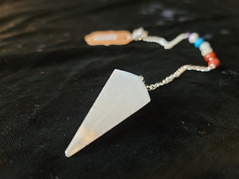 Selenite Gemstone Pendulum with Chain