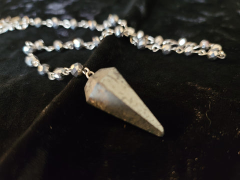 Hematite Gemstone Pendulum with Chain