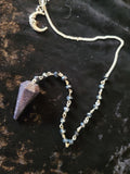 Blue Gold Stone Gemstone Pendulum with Chain