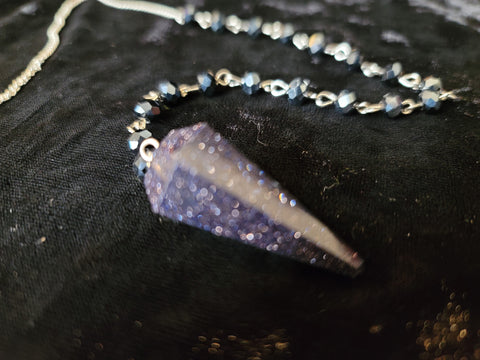 Blue Gold Stone Gemstone Pendulum with Chain