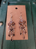 Purple Rhinestone Ornate Drop Earrings