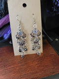 Purple Rhinestone Ornate Drop Earrings