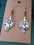 Iridescent Rhinestone Teardrop Earrings