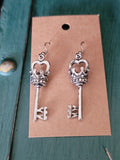 Ornate Rhinestone Key Earrings