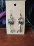 Ornate Rhinestone Key Earrings