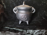 Pentacle Cast Iron Cauldron w/lid