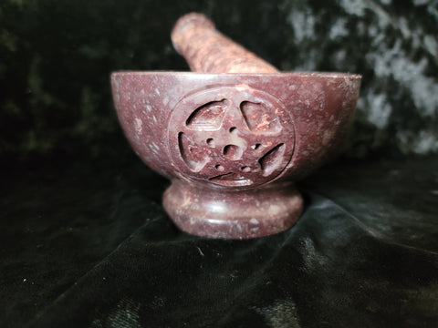 Pentacle Knot Carved Mortar & Pestle
