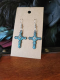 Antique Patina Cross Earrings