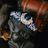 Moon Goddess Raw Crystal Quartz Crown (Blue)