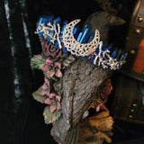 Moon Goddess Raw Crystal Quartz Crown (Blue)