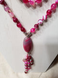 Hand Knotted Pink Banded Agate Mala