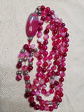 Hand Knotted Pink Banded Agate Mala