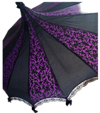 Small Skull Damask Purple and Black UMBRELLA
