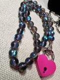 Mermaid Glass Collar w/ Rose Heart Lock and Matching Earrings