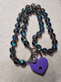 Mermaid Glass Collar w/ Purple Heart Lock
