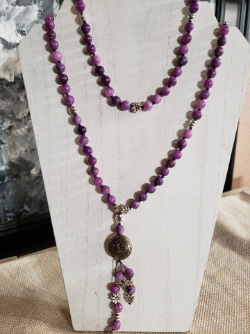 Hand Knotted Purple Quarzite Mala