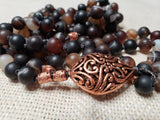 Matte Banded Agate Mala w/Copper Spacers & Guru Bead