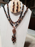 Matte Banded Agate Mala w/Copper Spacers & Guru Bead