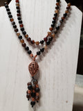 Matte Banded Agate Mala w/Copper Spacers & Guru Bead