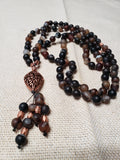 Matte Banded Agate Mala w/Copper Spacers & Guru Bead
