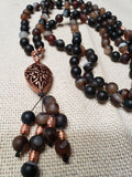 Matte Banded Agate Mala w/Copper Spacers & Guru Bead