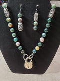 Hand Knotted Jasper Collar w/ Silver Plated Embellishments