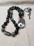 Hand Knotted Jasper Collar w/ Silver Plated Embellishments