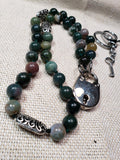 Hand Knotted Jasper Collar w/ Silver Plated Embellishments