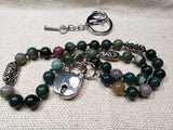 Hand Knotted Jasper Collar w/ Silver Plated Embellishments