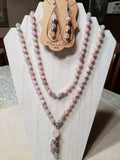 Hand Knotted Pink Agate Mala