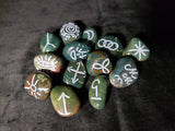 BloodStone Witches Runes - Semi-Precious Witches Rune Set with Velvet Bag - Set of 13 - Runes - Rune Stones - Divination Tools - Wiccan - Pagan - Spiritual Tools