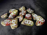 Dragons Blood Witches Runes - Semi-Precious Witches Rune Set with Velvet Bag - Set of 13 - Runes - Rune Stones - Divination Tools - Wiccan - Pagan - Spiritual Tools