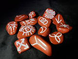Red Jasper Witches Runes - Semi-Precious Witches Rune Set with Velvet Bag - Set of 13