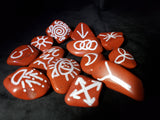 Red Jasper Witches Runes - Semi-Precious Witches Rune Set with Velvet Bag - Set of 13