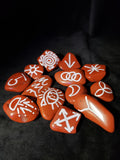 Red Jasper Witches Runes - Semi-Precious Witches Rune Set with Velvet Bag - Set of 13