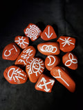 Red Jasper Witches Runes - Semi-Precious Witches Rune Set with Velvet Bag - Set of 13