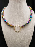 Rainbow Hematite Collar w/ Gold O Ring (8mm)
