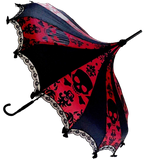 Big Skull Damask Burgundy Umbrella