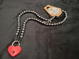 Black Hematite Collar w/Red Heart Lock (8mm)