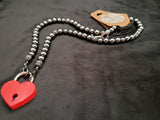 Black Hematite Collar w/Red Heart Lock (8mm)
