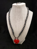 Black Hematite Collar w/Red Heart Lock (8mm)